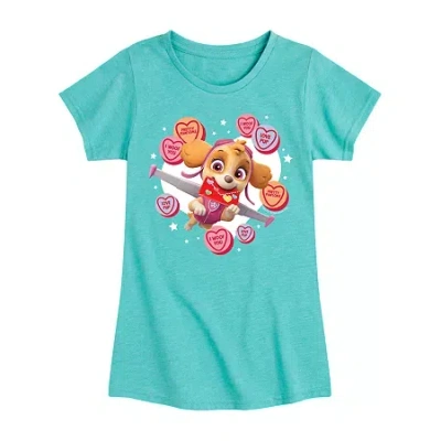 Air Waves Big Kid Girls Round Neck Short Sleeve Regular Fit Paw Patrol Graphic T-shirt In Blue