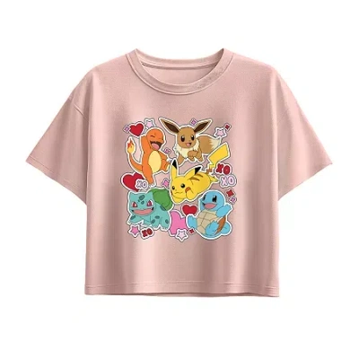 Air Waves Big Kid Girls Round Neck Short Sleeve Regular Fit Pokemon Graphic T-shirt In Pink