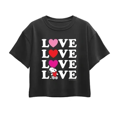 Air Waves Big Kid Girls Round Neck Short Sleeve Regular Fit Snoopy Graphic T-shirt In Black