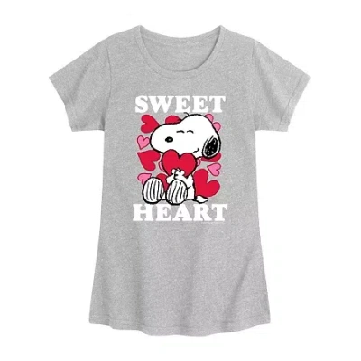 Air Waves Big Kid Girls Round Neck Short Sleeve Regular Fit Snoopy Graphic T-shirt In Gray