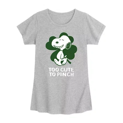 Air Waves Big Kid Girls Round Neck Short Sleeve Regular Fit Snoopy Graphic T-shirt In Gray