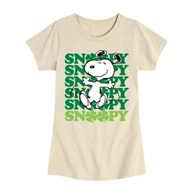 Air Waves Big Kid Girls Round Neck Short Sleeve Regular Fit Snoopy Graphic T-shirt In Neutral