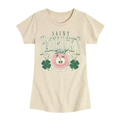 Air Waves Big Kid Girls Round Neck Short Sleeve Regular Fit Spongebob Graphic T-shirt In Neutral