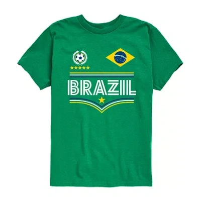 Air Waves Brazil Soccer Little & Big Kid Boys Crew Neck Short Sleeve Regular Fit Graphic T-shirt In Green