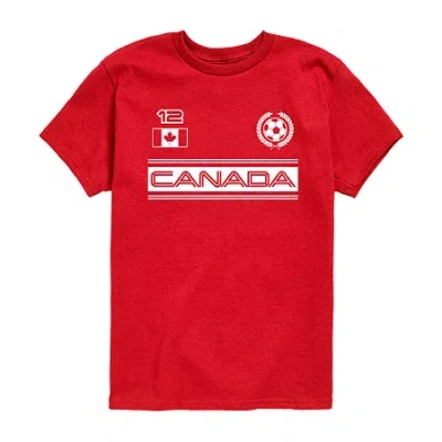 Air Waves Canada Soccer Little & Big Kid Boys Crew Neck Short Sleeve Regular Fit Graphic T-shirt In Red