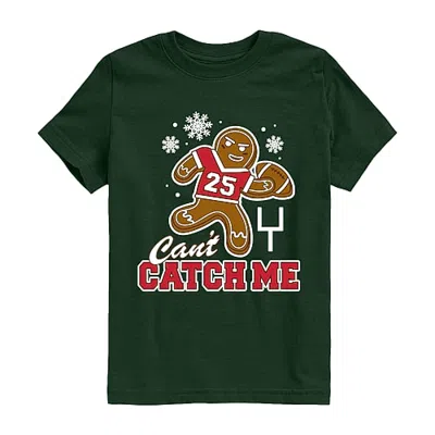 Air Waves Can't Catch Me Gingerbread Football Little & Big Kid Boys Crew Neck Short Sleeve Regular Fit Graphic In Green