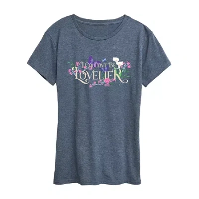 Air Waves Couldnt Be Lovelier Womens Crew Neck Short Sleeve Wicked Graphic T-shirt In Blue