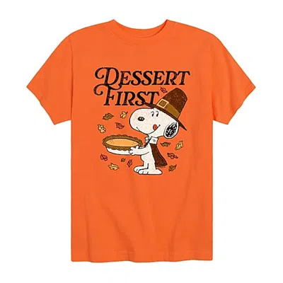 Air Waves Dessert First Thanksgiving Distressed Little & Big Kid Boys Crew Neck Short Sleeve Regular Fit Peanu In Orange