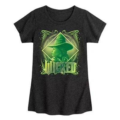 Air Waves Elphaba Big Kid Girls Crew Neck Short Sleeve Wicked T-shirt In Black
