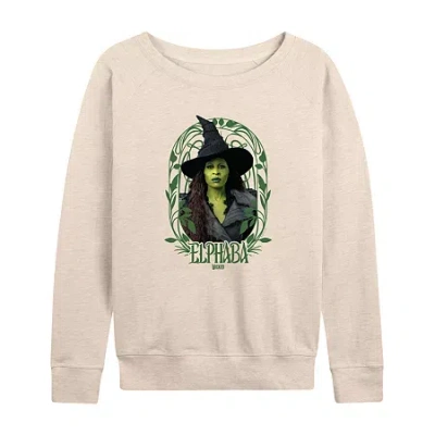 Air Waves Elphaba Frame Womens Boat Neck Long Sleeve Wicked Graphic T-shirt In Pink