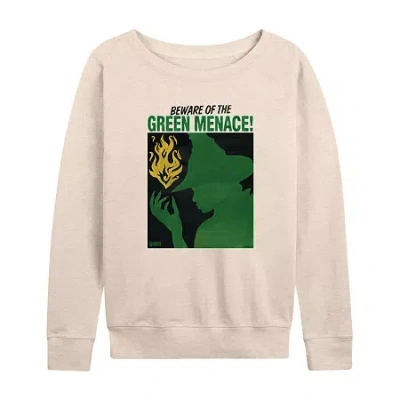 Air Waves Elphaba Green Menace Womens Boat Neck Long Sleeve Regular Fit Wicked Graphic T-shirt In Neutral