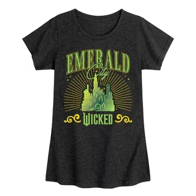 Air Waves Emerald City Big Kid Girls Crew Neck Short Sleeve Wicked T-shirt In Black