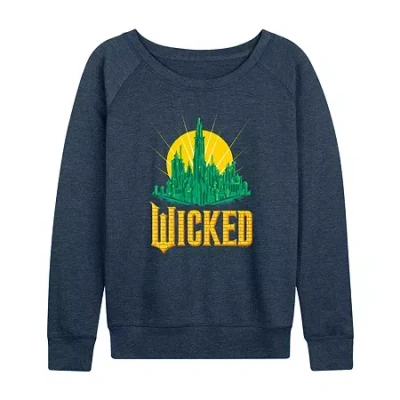 Air Waves Emerald City Womens Boat Neck Long Sleeve Wicked Graphic T-shirt In Blue