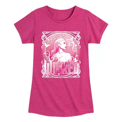 Air Waves Glinda Big Kid Girls Crew Neck Short Sleeve Wicked T-shirt In Pink