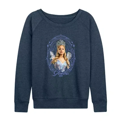 Air Waves Glinda Frame Womens Boat Neck Long Sleeve Regular Fit Wicked Graphic T-shirt In Blue