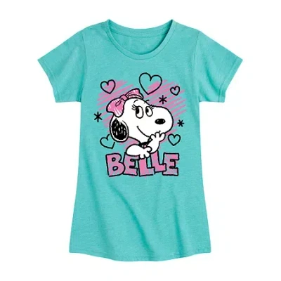 Air Waves Heart Belle Big Kid Girls Crew Neck Short Sleeve Peanuts T-shirt In Blue