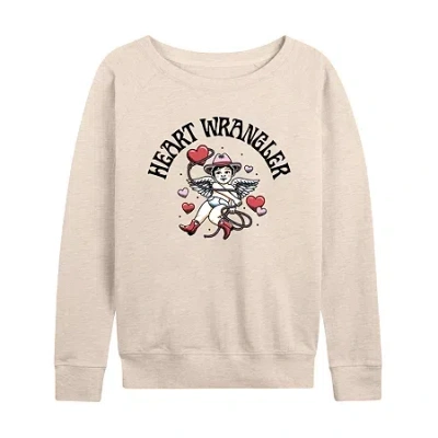 Air Waves Heart Wrangler Womens Womens Boat Neck Long Sleeve Classic Fit Graphic T-shirt In Neutral