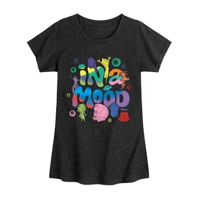 Air Waves In A Mood Big Kid Girls Crew Neck Short Sleeve Inside Out T-shirt In Black