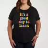 Air Waves It's A Good Day Womens Plus Crew Neck Short Sleeve T-shirt In Black