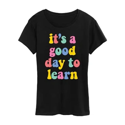 Air Waves Itâs A Good Day Womens Short Sleeve Regular Fit Graphic T-shirt In Black