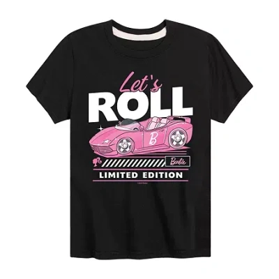 Air Waves Lets Roll Big Kid Girls Crew Neck Short Sleeve Barbie T-shirt In Black