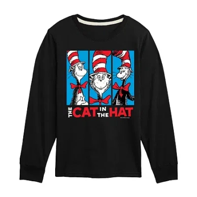 Air Waves Little & Big Kid Boys Crew Neck Long Sleeve Regular Fit Dr. Seuss Graphic T-shirt In Blue