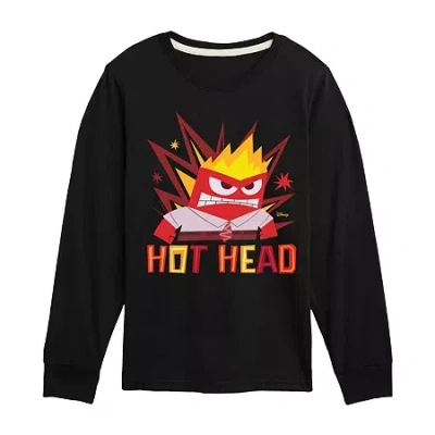 Air Waves Little & Big Kid Boys Crew Neck Long Sleeve Regular Fit Inside Out Graphic T-shirt In Black