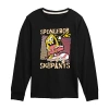 Air Waves Little & Big Kid Boys Crew Neck Long Sleeve Regular Fit Spongebob Graphic T-shirt In Black