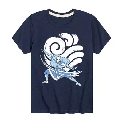 Air Waves Little & Big Kid Boys Crew Neck Short Sleeve Regular Fit Avatar-the Last Airbender Graphic T-shirt In Blue