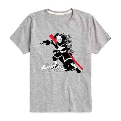 Air Waves Little & Big Kid Boys Crew Neck Short Sleeve Regular Fit Avatar-the Last Airbender Graphic T-shirt In Gray