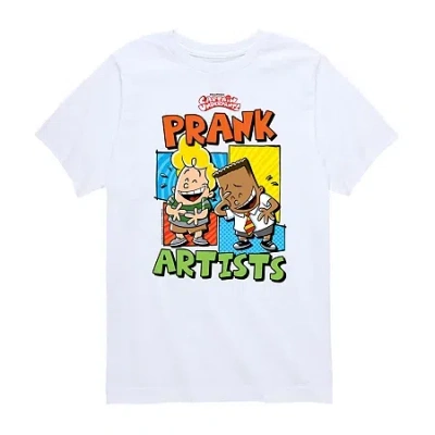 Air Waves Little & Big Kid Boys Crew Neck Short Sleeve Regular Fit Captain Underpants Graphic T-shirt In White