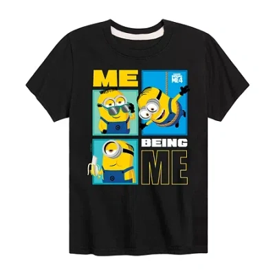 Air Waves Little & Big Kid Boys Crew Neck Short Sleeve Regular Fit Despicable Me Graphic T-shirt In Black