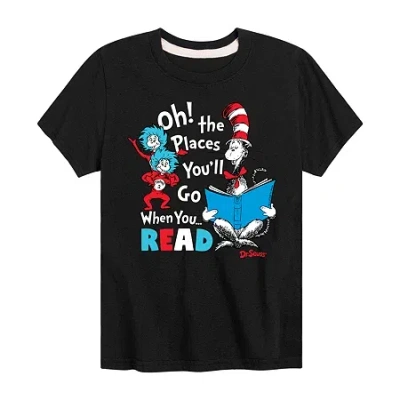 Air Waves Little & Big Kid Boys Crew Neck Short Sleeve Regular Fit Dr. Seuss Graphic T-shirt In Black