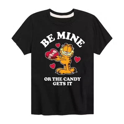 Air Waves Little & Big Kid Boys Crew Neck Short Sleeve Regular Fit Garfield Graphic T-shirt In Black