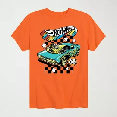 Air Waves Little & Big Kid Boys Crew Neck Short Sleeve Regular Fit Hot Wheels Graphic T-shirt In Orange