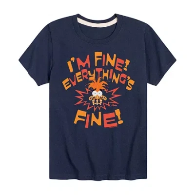 Air Waves Little & Big Kid Boys Crew Neck Short Sleeve Regular Fit Inside Out Graphic T-shirt In Blue