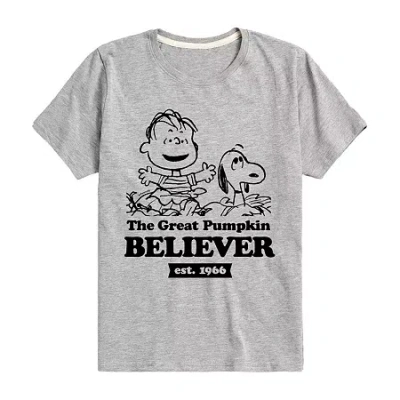 Air Waves Little & Big Kid Boys Crew Neck Short Sleeve Regular Fit Peanuts Graphic T-shirt In Silver