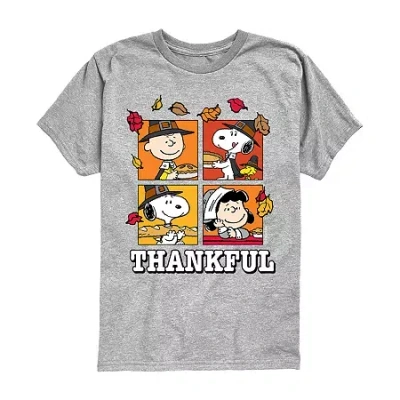 Air Waves Little & Big Kid Boys Crew Neck Short Sleeve Regular Fit Peanuts Graphic T-shirt In Silver