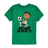 Air Waves Little & Big Kid Boys Crew Neck Short Sleeve Regular Fit Peanuts Graphic T-shirt In Green