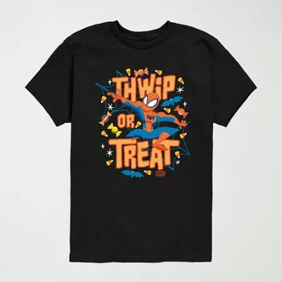 Air Waves Little & Big Kid Boys Crew Neck Short Sleeve Regular Fit Spiderman Graphic T-shirt In Multi