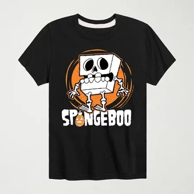 Air Waves Little & Big Kid Boys Crew Neck Short Sleeve Regular Fit Spongebob Graphic T-shirt In Black
