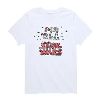 Air Waves Little & Big Kid Boys Crew Neck Short Sleeve Regular Fit Star Wars Graphic T-shirt In White