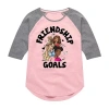 Air Waves Little & Big Kid Girls Crew Neck 3/4 Sleeve Regular Fit Barbie Graphic T-shirt In Pink