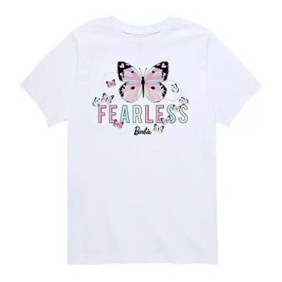 Air Waves Little & Big Kid Girls Crew Neck Short Sleeve Regular Fit Barbie Graphic T-shirt In White