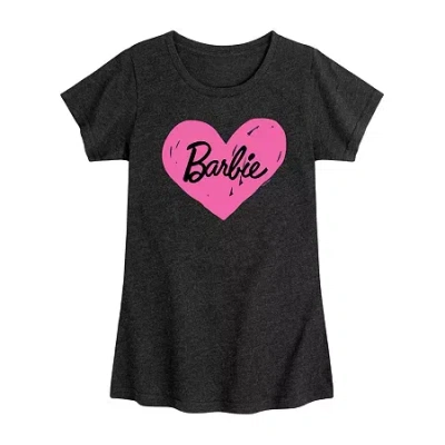 Air Waves Little & Big Kid Girls Crew Neck Short Sleeve Regular Fit Barbie Graphic T-shirt In Black