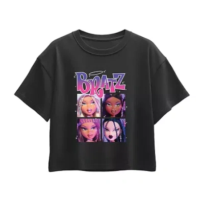 Air Waves Little & Big Kid Girls Crew Neck Short Sleeve Regular Fit Bratz Dolls Graphic T-shirt In Black