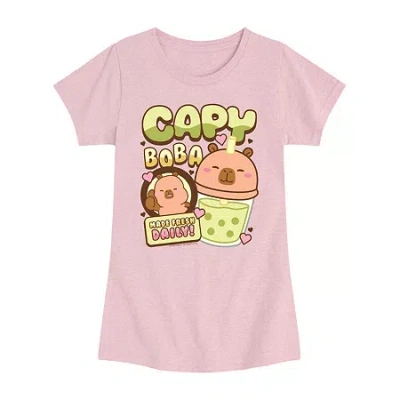 Air Waves Little & Big Kid Girls Crew Neck Short Sleeve Regular Fit Graphic T-shirt In Pink