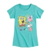 Air Waves Little & Big Kid Girls Crew Neck Short Sleeve Regular Fit Spongebob Graphic T-shirt In Green