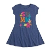 Air Waves Little & Big Kid Girls Short Sleeve Spongebob A-line Dress In Blue