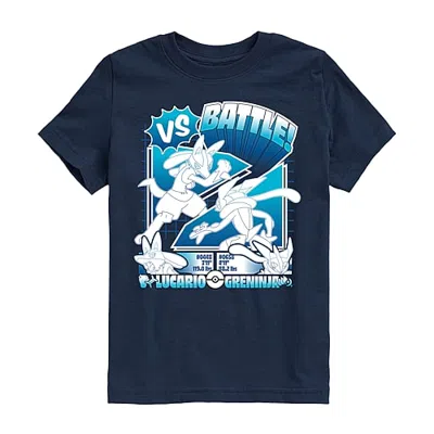 Air Waves Lucario Greninja Vs Little & Big Kid Boys Crew Neck Short Sleeve Regular Fit Pokemon Graphic T-shirt In Blue